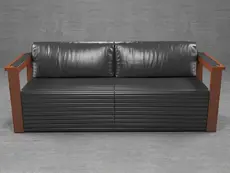 Диван триместен ДРАМА NORMA 03 - сниман отпред, черен цвят кожа