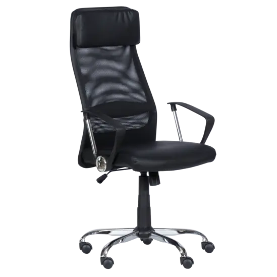 Директорски стол ВЕЛИСЛАВ- черна еко кожа, черен меш