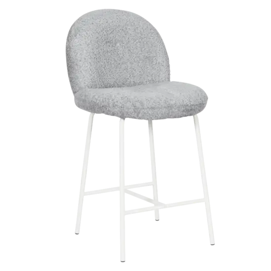 Бар стол РЕА-светлосива дмаска, бял цвят крака