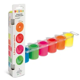 Бои темперни Primo 6 цвята неон х 25 мл. бурканчета