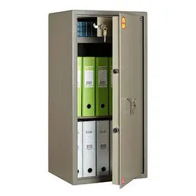 Метален сейф PMT 90T -  сив на цвят, сниман отпред