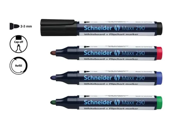 4 броя маркер за бяла дъска и флипчарт Maxx 290