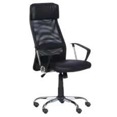 Директорски стол ВЕЛИСЛАВ- черна еко кожа, черен меш