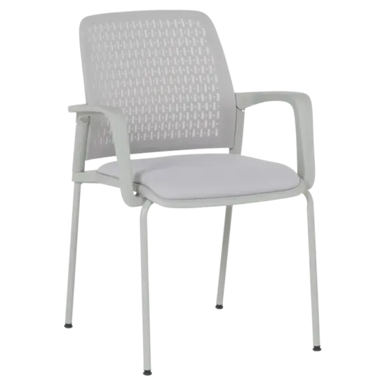 Посетителски стол ЛИМБО-сниман отпред, светлосив цвят