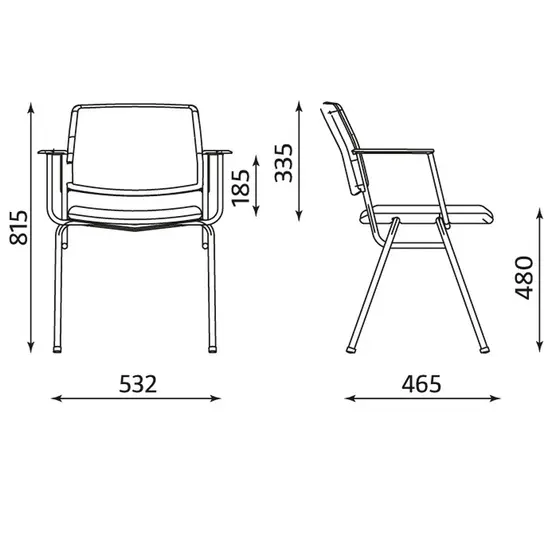 Посетителски стол ИСИТ АРМ-размери стол