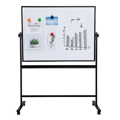 Бяла магнитна дъска 90х120 см мобилна - снимана отпред, сглобена