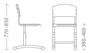 Ученически стол Ана Е-273 сива рамка-размери