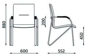 Посетителски стол САМБА -схема, размер