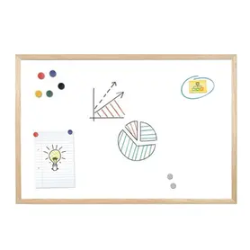 Бяла магнитна дъска с дървена рамка 30х40 см - с нарисувани чертежи по нея