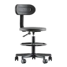 Работен стол МЕГА PU- с ринг, черен полипропилен