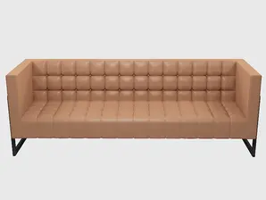 Диван триместен БАТАК BOX 03- снимка на дивана отпред, светло кафяв цвят на дамаската