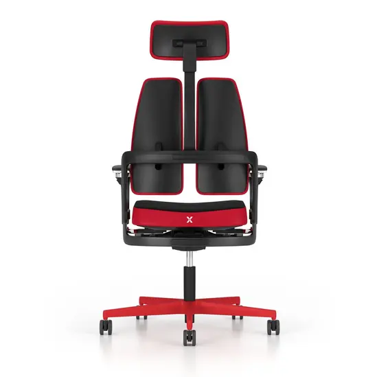 Геймърски стол ДИОНИС-сниман отзад, червен цвят база