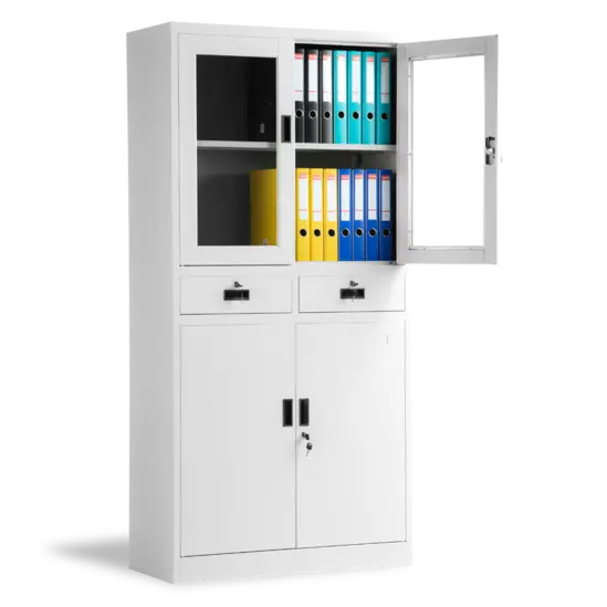 Архивен шкаф BTL LZ с 4 отделения 185х90х40 см - отворена горна дясна врата, стъкло