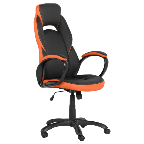 Геймърски стол ЦВЕТАН - еко кожа, черен-оранжев