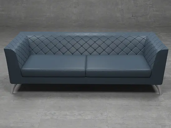 Диван триместен БИТОЛЯ FLP 06 - сниман в хол, в цял ръст, тъмно син цвят