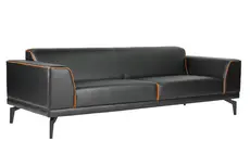 Триместен диван САМУИЛ SOLO 03 - предна снимка, кожа, черен