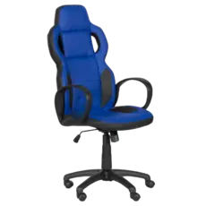 Геймърски стол ВИХЪР- син с черен цвят, еко кожа