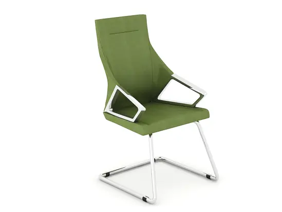 Посетителски стол ПРЕСИЯН TAU 04- зелен цвят еко кожа