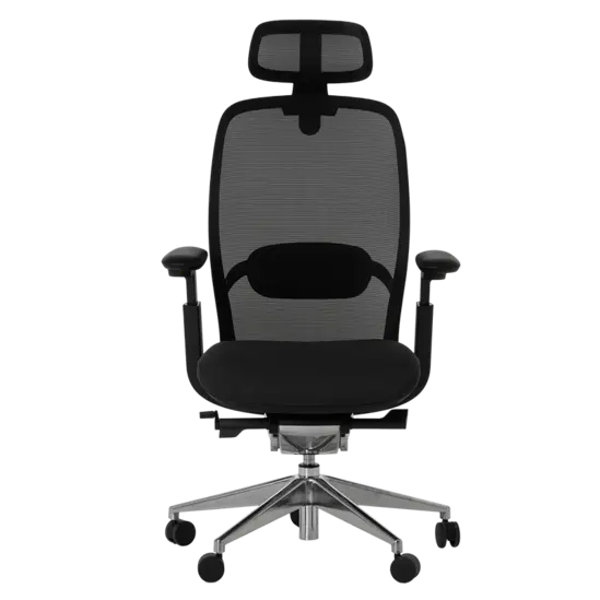 Работен стол ЕРОС- черна дамаска, хромирана основа