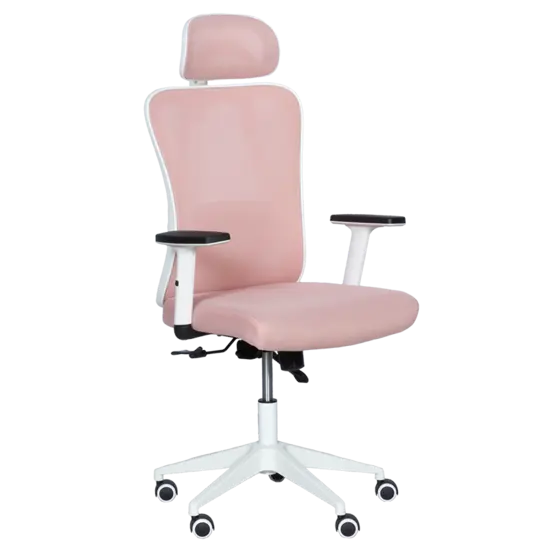 Директорски стол МЕЛИСА- сниман отпред, розов цвят, бяла кръстачка