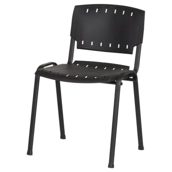 Посетителски стол ПАНАЙОТ- снимка отстрани, черен полипропилен