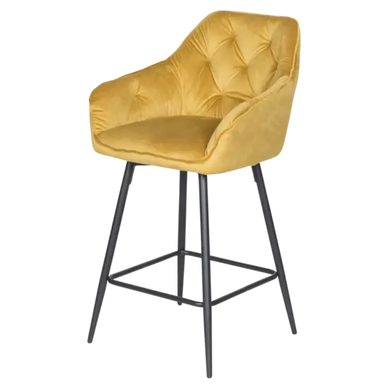 Бар стол АЛЕГ-черни крака, гръб с робчета