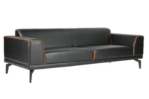 Триместен диван САМУИЛ SOLO 03 - предна снимка, кожа, черен