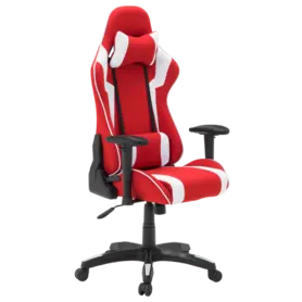 Геймърски стол ГЕТА-снимка отпред, в два цвята, червен-бял