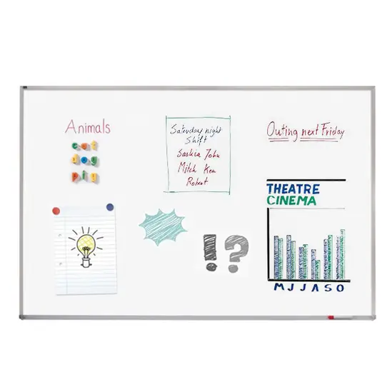 Бяла магнитна дъска с алуминиева рамка 90х120 см - с рисунки по-дъската