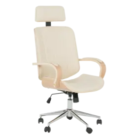 Директорски стол РАДОЙ- снимка отпред, еко кожа, дърво