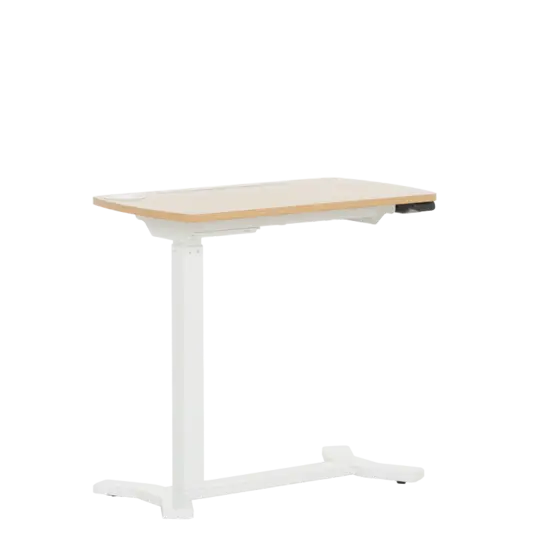 Работна маса на колелца- бяла основа, плот-бук