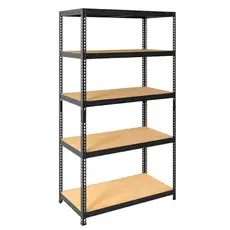 Снимка отпред – метален стелаж PMT 180x75x35 см с 5 дървени рафта