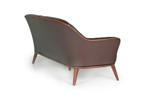 Диван триместен КОТЕЛ RS 02 - сниман отстрани, с кафява кожа