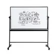 Бяла магнитна дъска 90х150 см мобилна - снимана отпред, сглобена, с рисунки