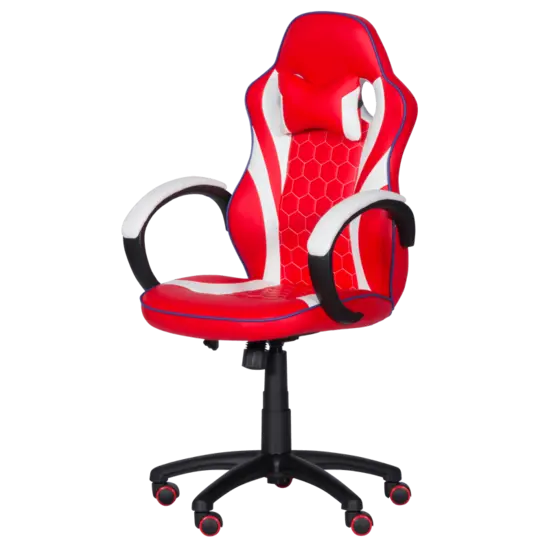 Геймърски стол МАРВЕН- подлакътници с меки  бели падове