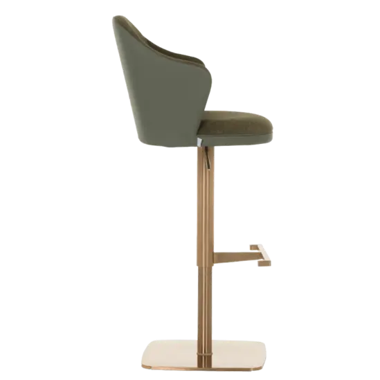 Бар стол БЛАГО-сниман отстрани, зелен цвят дамаска