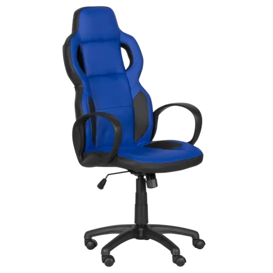 Геймърски стол ВИХЪР- син с черен цвят, еко кожа