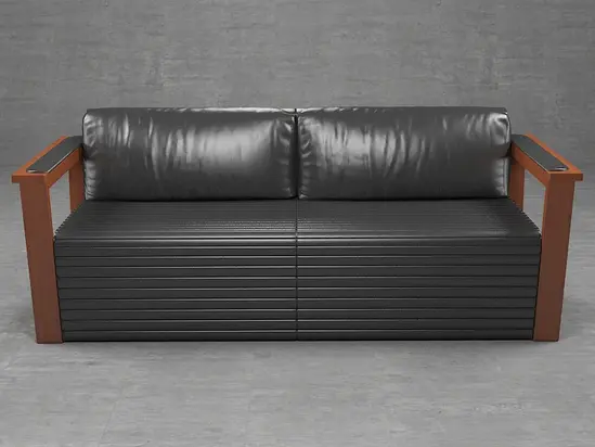 Диван триместен ДРАМА NORMA 03 - сниман отпред, черен цвят кожа