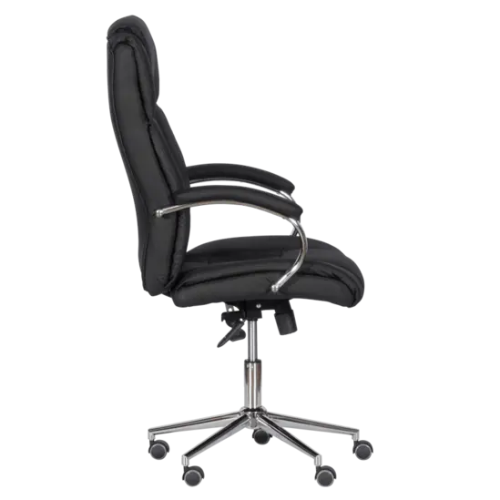 Директорски стол ЯВОР -снимка отстрани, хромирани подлакътници с меки падове