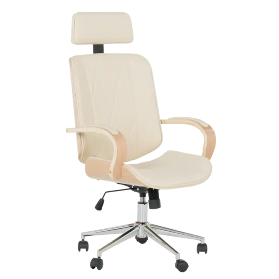 Директорски стол РАДОЙ- снимка отпред, еко кожа, дърво