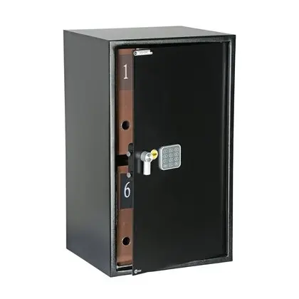 Метален сейф UNS YL DB1 EL - черен на цвят, отворен