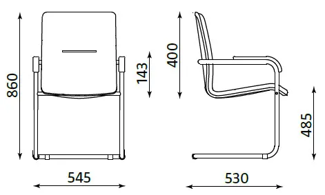 Посетителски стол РУМБА- схема, размер