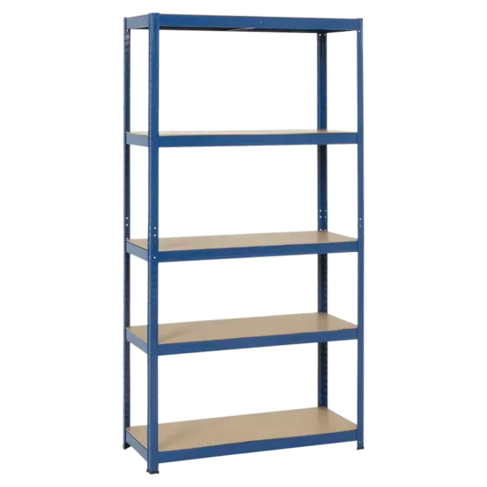 Метален стелаж BTL цинк 192x100x40см 65кг рафт - сниман отпред, син на цвят, празен