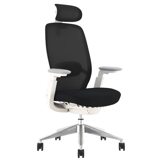 Работен стол ХЕЛИОС- черен меш, сниман отпред