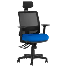 Работен стол SEVERO-сниман отпред, син цвят дамаска