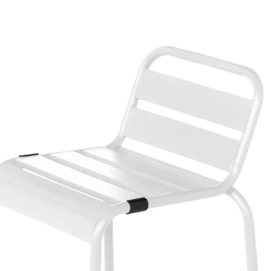 Бар стол ШАНИ-седалка и облегалка в бял цвят на метала