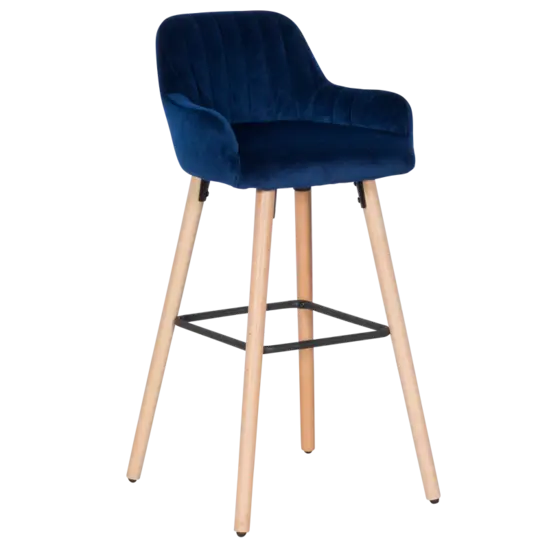 Бар стол АЛЕКСА- тъмносиня дамаска