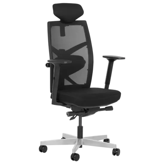 Директорски стол ФРЕДО- черен цвят дамасла, хромирана кръстачка