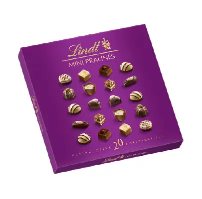 Мини пралини Lindt 20 броя лилава кутия