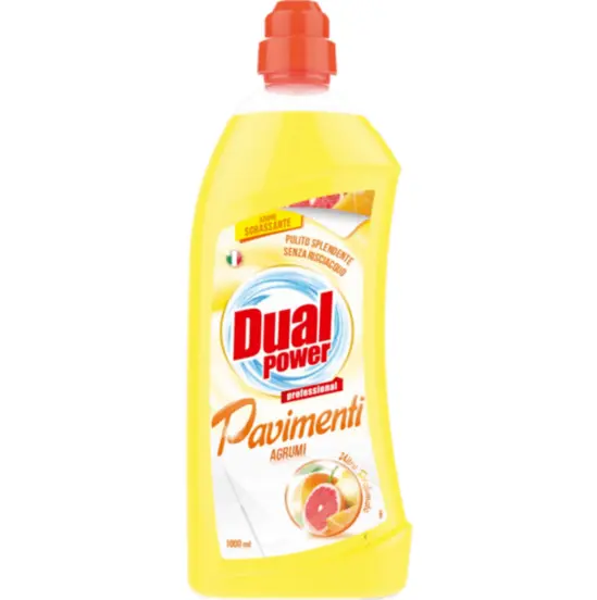 Dual Power 1 л – универсален препарат за под с аромат на грейпфрут (част от комплект Perfetto)